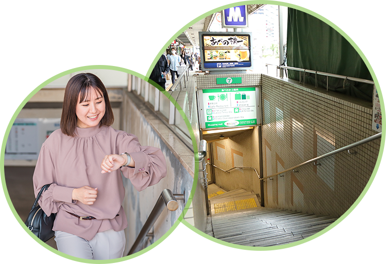 天王寺駅から徒歩1分（地下鉄谷町線7号出口）